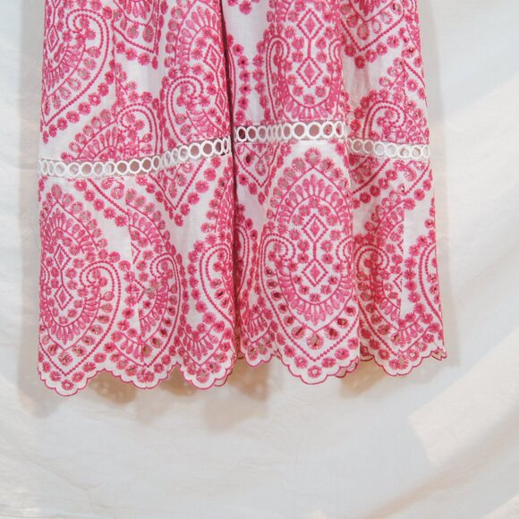 Adelyn Rae Pink White Paisley Tiered Maxi Dress Rope Strap Boho | Size XS - Picture 5 of 6